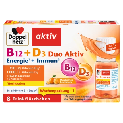 Abbildung der Produktverpackung Doppelherz aktiv B12 + D3 Duo Aktiv Frontansicht